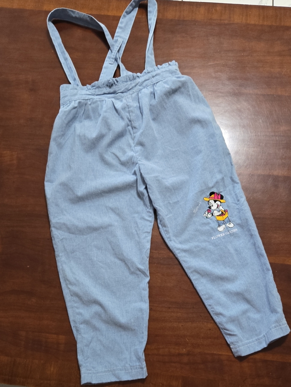 Vintage 90s Disney Light Blue Overalls with Minnie Embroidery 4t